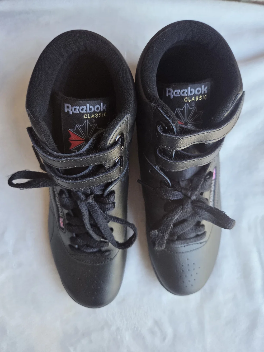 Reebok Classic Freestyle Hi Black Leather High Top Sneakers Women's US 8